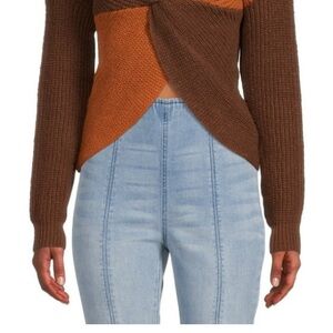 Brown and Orange Twisted Front Sweater
